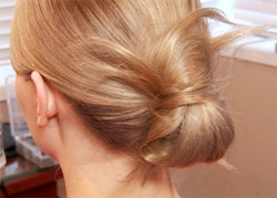 Messy Knot - Blonde, Updos, Wedding hairstyles, Styles, Female, Adult hair, Straight hair, Prom hairstyles, Formal hairstyles, Homecoming hairstyles, Knots, Buns hairstyle picture