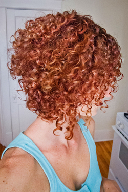Stacked spiral curls (My favorite haircut!) - Redhead, Short hair styles, Medium hair styles, Female, Curly hair, Adult hair, Spiral curls hairstyle picture