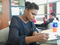 Managed curl - 3c, Medium hair styles, Readers, Female, Black hair, Adult hair, Buns, Spiral curls, Ponytail hairstyle picture