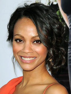 Zoe Saldana - Celebrities, Short hair styles, Medium hair styles, Updos, Kinky hair, Long hair styles, Wedding hairstyles, Female, Curly hair, Black hair, Prom hairstyles, Formal hairstyles, Curly kinky hair hairstyle picture
