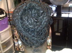 Lovely Loc Wedding Guest Updo - Medium hair styles, Readers, Female, Curly hair, Black hair, Adult hair hairstyle picture