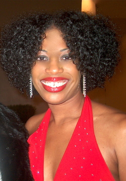 The Lady in Red - Brunette, Medium hair styles, Kinky hair, Twist hairstyles, Readers, Special occasion, Female, Black hair, Holiday Party Curls, Adult hair, Formal hairstyles hairstyle picture