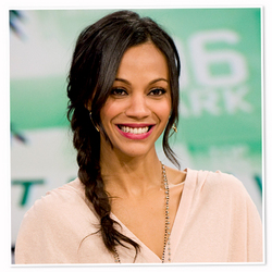 Zoe Saldana  - Celebrities, Wavy hair, Long hair styles, Braids, Female, Black hair, Pigtails, Curly kinky hair hairstyle picture