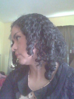 My 3b curls side view.  - 3b, Medium hair styles, Female, Black hair, Adult hair, Finger waves, Spiral curls, Layered hairstyles hairstyle picture
