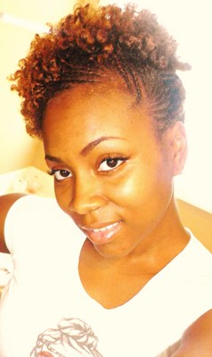 Curly Updo for Short Hair  - Brunette, Blonde, 3c, 4a, 4b, Short hair styles, Medium hair styles, Updos, Kinky hair, Curly hair hairstyle picture