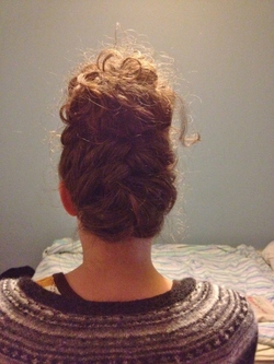French braid + bun - 3b, 2b, 3a, 3c, 4a, 4b, Wavy hair, Updos, Kinky hair, Long hair styles, Braids, Female, Curly hair, 2c, Adult hair, Straight hair, Buns, Curly kinky hair, 4c hairstyle picture