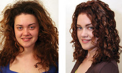 Cathy, before and after - Brunette, 3a, Medium hair styles, Fall hair, Female, Curly hair, Makeovers hairstyle picture