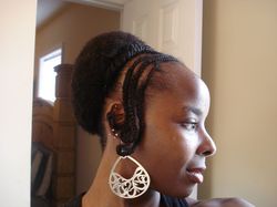 My Afro Puff with Cornrows - Brunette, 4b, Short hair styles, Kinky hair, Readers, Styles, Female, Black hair, Adult hair, Afro puff hairstyle picture