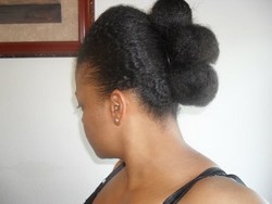 3 Bun Banana Clip Updo - Brunette, 4a, 4b, Updos, Kinky hair, Wedding hairstyles, Readers, Styles, Female, Black hair, Prom hairstyles, Formal hairstyles, Homecoming hairstyles, Buns, Mohawk hairstyle picture