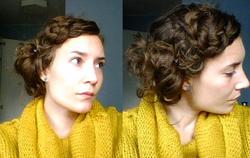 Braided bangs and messy side bun - Brunette, Brunette, 3a, 3a, Medium hair styles, Medium hair styles, Long hair styles, Long hair styles, Braids, Braids, Female, Adult hair, Adult hair, Buns, Buns hairstyle picture