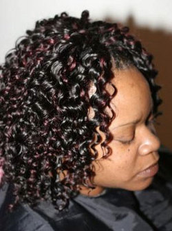 Sew-in Braid - Medium hair styles, Styles, Female, Curly hair, Black hair, Adult hair, Weave hairstyles hairstyle picture