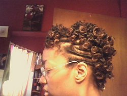 Curly Fries Mohawk - Blonde, 4a, 4b, Medium hair styles, Kinky hair, Twist hairstyles, Readers, Black hair, Adult hair, Bantu knots, Mohawk, Curly kinky hair, 4c hairstyle picture