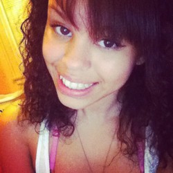 Natural curly hair, straightened fringe:) - Brunette, 3b, Medium hair styles, Female, Teen hair, Spiral curls hairstyle picture