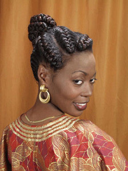 Goddess Braids - Updos, Wedding hairstyles, Styles, Female, Black hair, Adult hair, Prom hairstyles, Formal hairstyles, Homecoming hairstyles, Goddess braids hairstyle picture