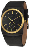 Skagen 511XLBLB Gold Tone Quartz Black Dial Leather Strap