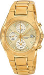 Seiko SND586 Gold Tone Stainless Steel Chronograph Champagne Dial