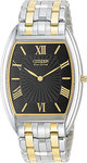Citizen AR1034-50E Two Tone Stainless Steel Stiletto Black Dial Eco-Drive