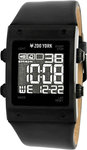 Zoo York ZYE1000 Stainless Steel Digital Black Leather Strap