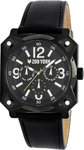 Zoo York ZYE1015 Stainless Steel Black Dial Black Leather Strap