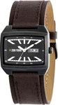 Zoo York ZYE1014 Black Stainless Steel Quartz Excelsior Brown Leather Bracer Strap