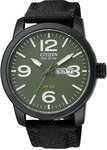 Citizen BM8475-00X Black Anodized Military Eco Drive Green Dial Canvas Strap 