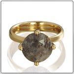 6.5 Ct. Natural Black/Brown Diamond Ring 18k Yellow Gold