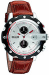 D&G DW0365 Stainless Steel Silver Dial Chronograph Brown Leather Strap