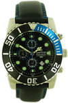 Sartego SPC63-L Stainless Steel Ocean Master Diver Chronograph Black Dial Bezel Red Accents
