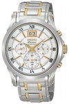 Seiko SPC058 Premier Two Tone Stainless Steel Chronograph White Dial