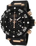 Invicta 0655 Two Tone Nitro Swiss Quartz Chronograph Black Dial Strap