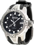 Invicta 0651 Stainless Steel Reserve GMT Swiss Quartz Black Dial Strap