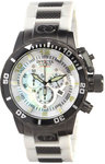 Invicta 1025 Black Corduba Quartz Chronograph Mother Of Pearl Dial Diver White Rubber Link Bracelet