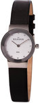 Skagen 358XSSLBC Stainless Steel Black Leather Strap Silver Tone Dial
