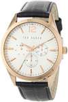 Ted Baker TE1056 Gold Tone Quality Time Quartz Day Date Silver Tone Dial Black Strap