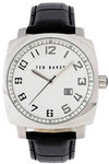 Ted Baker TE1044 Sui-Ted Quartz Silver Tone Tonneau Dial Black Strap