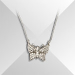 0.50 CT Butterfly VS Diamond Pendant Necklace 14k Gold