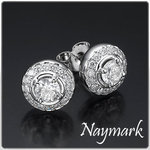 0.92 ct Round SI Diamond 14k White Gold Earrings Studs