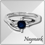 0.40 ct Blue VS2 Natural Saphir 14k White Gold Ring