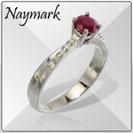 0.45 ct Natural Ruby w/Diamonds 14k White Gold Ring