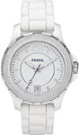 Fossil CE1034 White Ceramic Quartz White Dial Silicone Strap