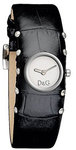 D&G DW0351 Cottage Quartz Silver Tone Dial Black Leather Strap