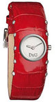 D&G DW0355 Cottage Quartz Silver Tone Dial Red Leather Strap