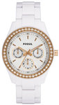 Fossil ES2869 Two Tone Stella White Link Bracelet Day Date Crystal Quartz