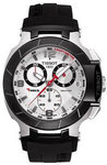 Tissot T0484172703700 T-Race Analog Chronograph Silver Dial Black Strap