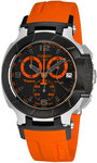 Tissot T0484172705704 T-Race Analog Chronograph Black Dial Orange Strap