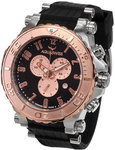 Aquaswiss 39XG087 Rose Gold Tone Bezel Bolt Quartz Chronograph Rubber Strap
