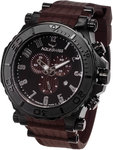 Aquaswiss 39XG101 Black Bolt Quartz Chronograph Brown Rubber Strap