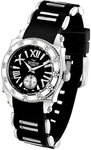 Aquaswiss 62LD013 Stainless Steel Swissport Quartz Black Rubber Strap Diamonds