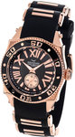 Aquaswiss 62M018 Rose Gold Tone Swissport Quartz Black Dial Rubber Strap
