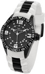 Aquaswiss 80G-3H080 Black Quartz White Rubber Polished Stainless Steel Strap